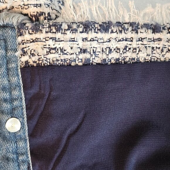 ECRU cropped Jacket Sz XS Denim, Tweed and Fringed - Picture 8 of 10